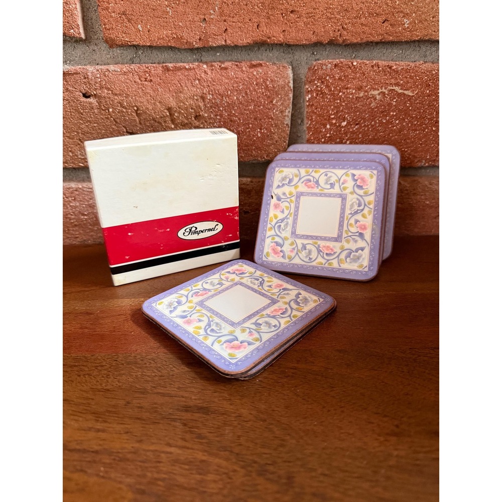 Pimpernel China Rose Set of 6 Coasters, Lavender Floral Pattern